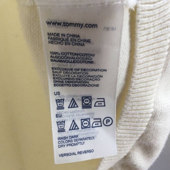 Tommy Hilfiger Cotton 1/4 Zip Pullover Sweater L Cream - Picture 4 of 5